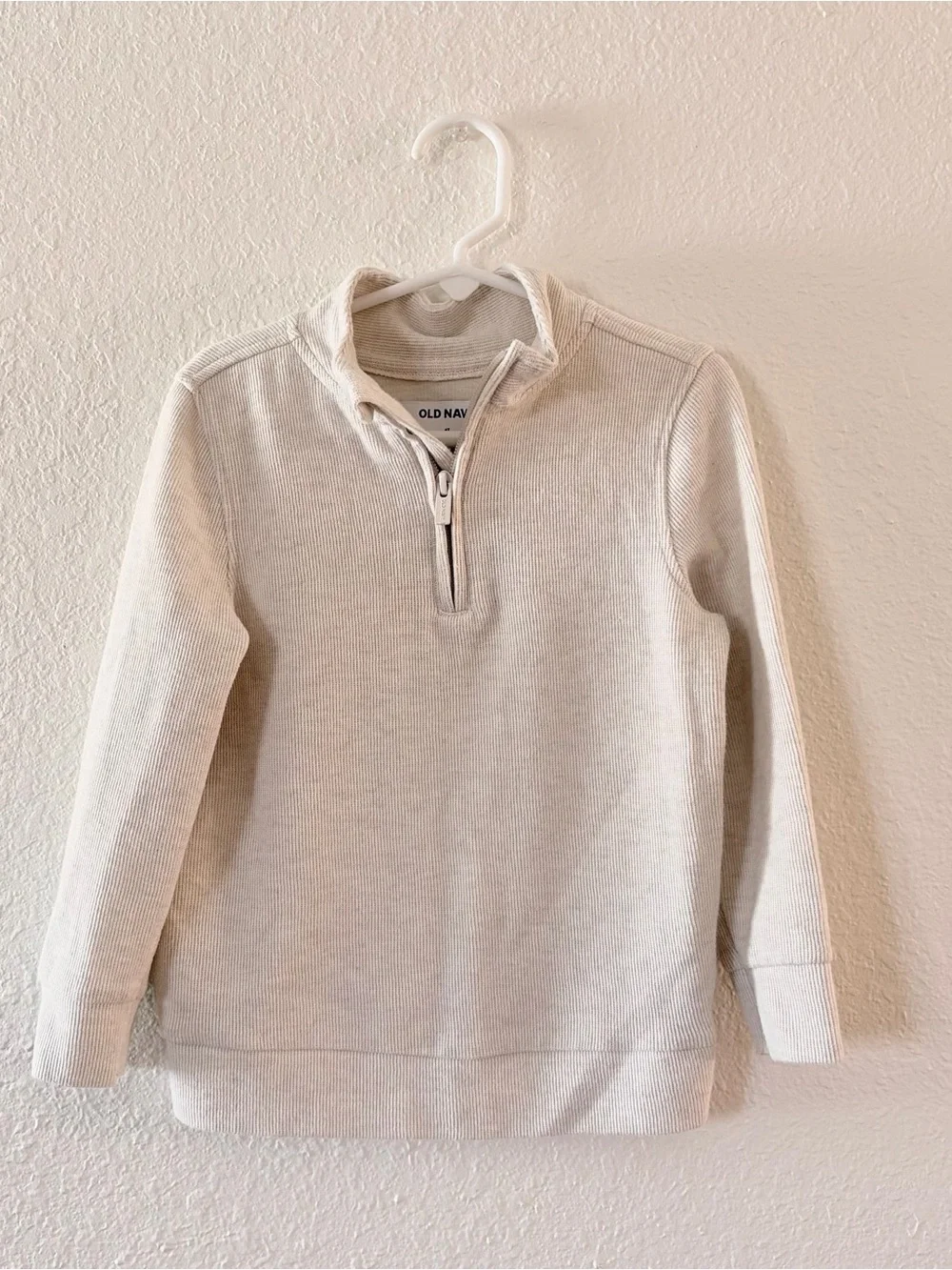 Old Navy toddler 4t boys Cream Fleece Half-Zip Sweatshirt fall winter cozy layer